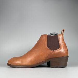 Frye Women's Size 7 M Brown Leather Heeled Chelsea Ankle Boot Casual Pull On EUC